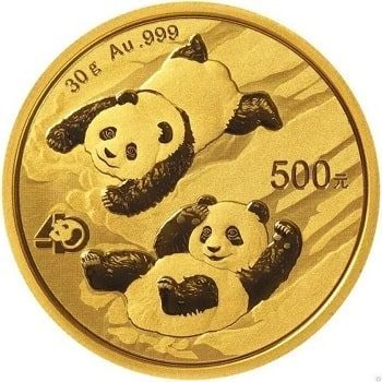 Rewers chińskiej monety bulionowej panda ze złota